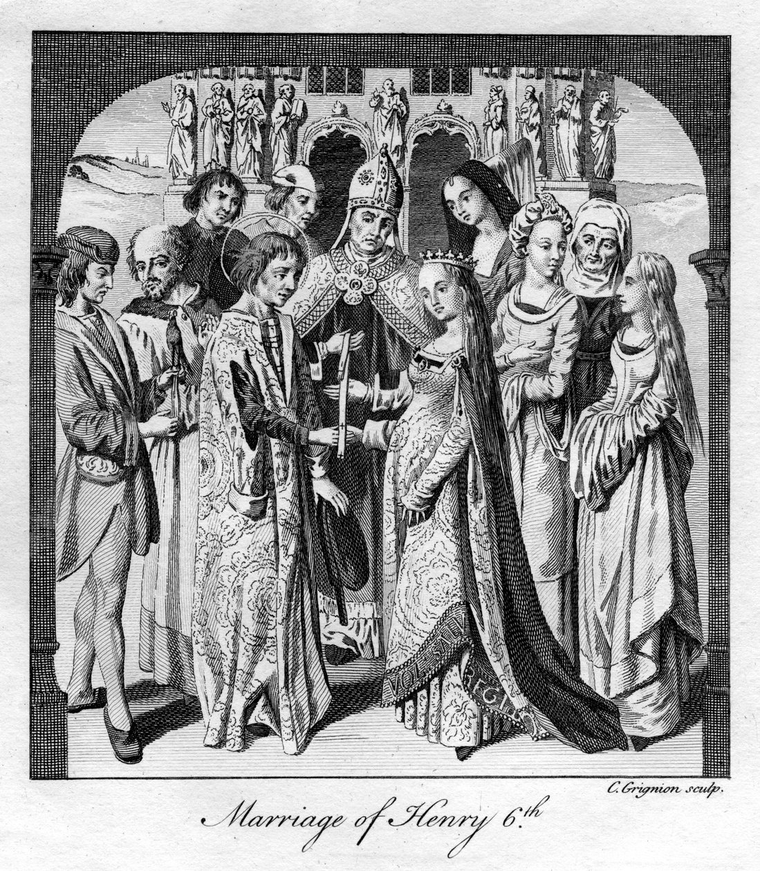 Sňatek Jindřicha VI., 1445, 18. století. od Charles Grignion