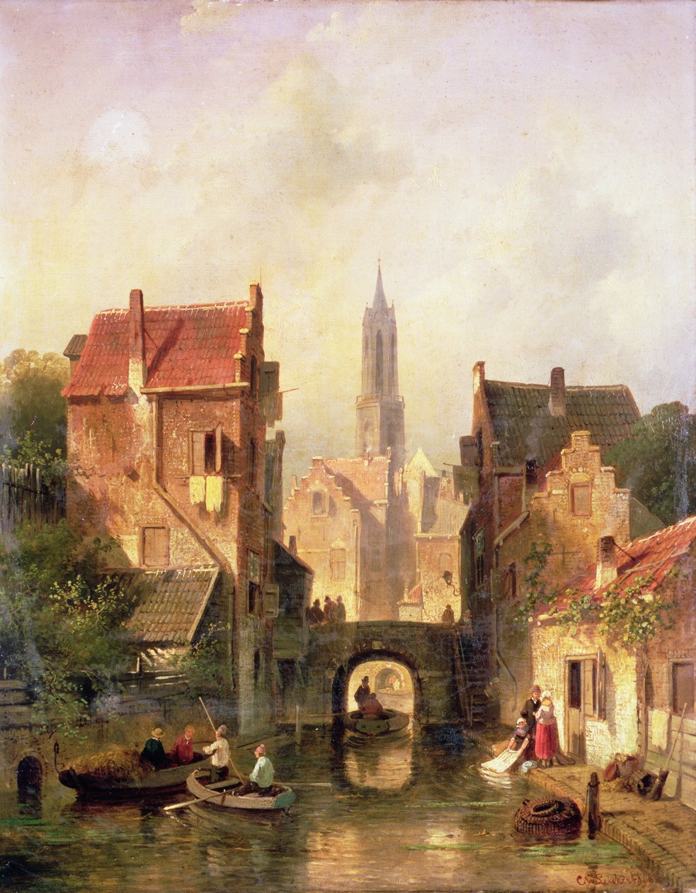 Scéna z holandského kanálu, 1866 od Charles Henri Joseph Leickert