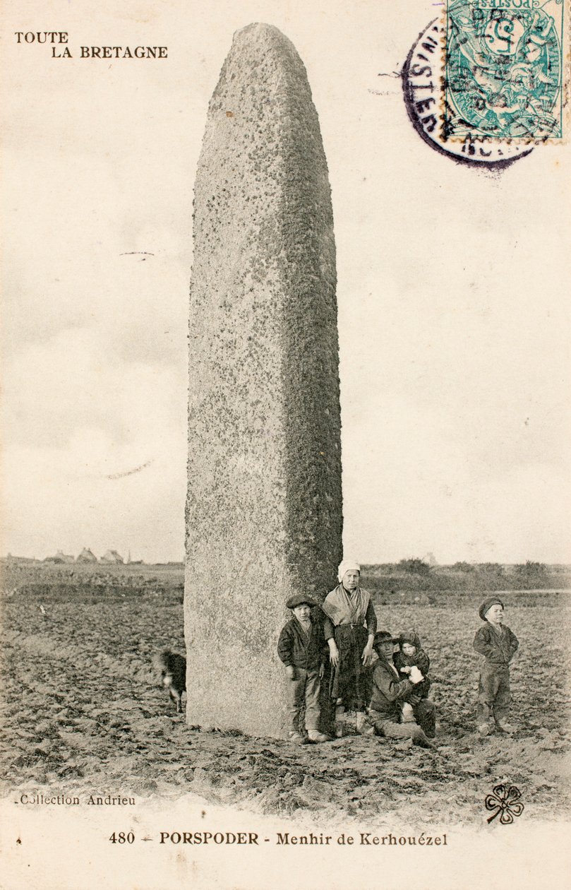 Stará pohlednice/Menhir de Kerhouezel/Porspoder/Finistere/Bretaň/Francie od Augustus Kollner