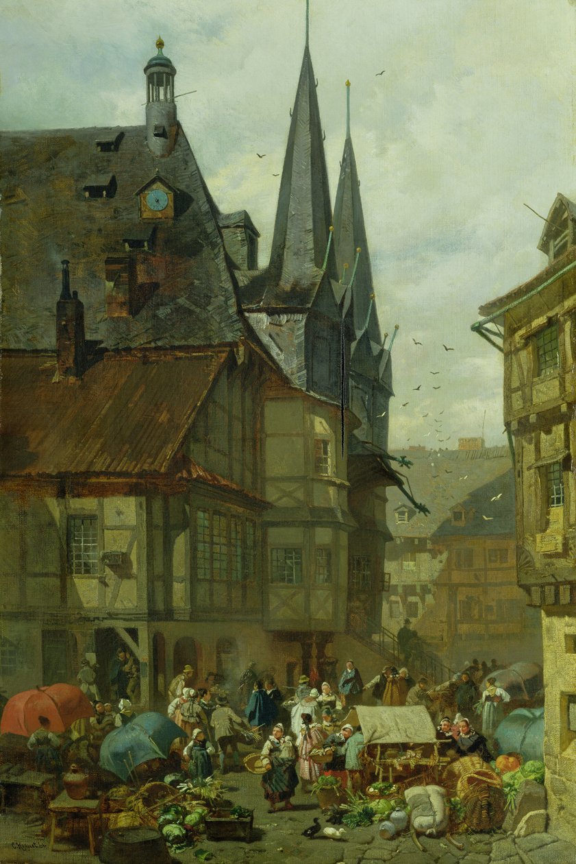 Tržiště ve Wernigerode, 1861 od Charles Hoguet