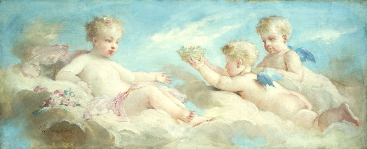 Putti dovádí v oblacích od Charles Joshua Chaplin