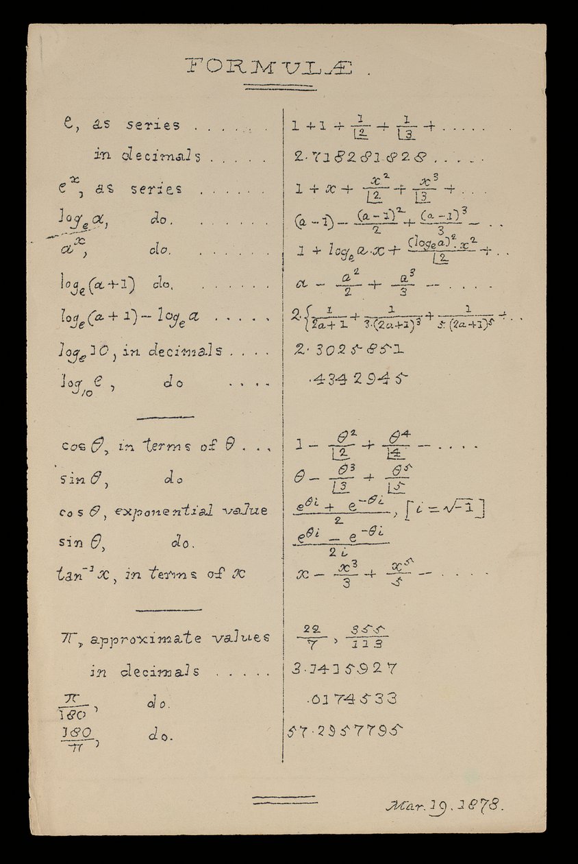 Formulae, Oxford od Charles Lutwidge Dodgson