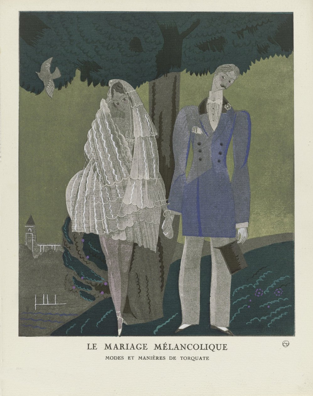The Melancholic Marriage, pub. 1921 (tisk šablony) od Charles Martin