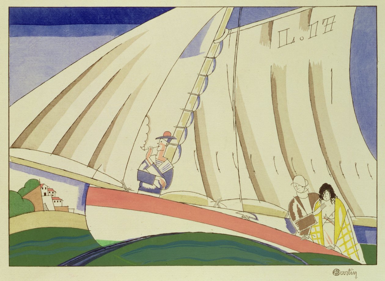 Jachting, cca 1920 (šablona na papíře) od Charles Martin