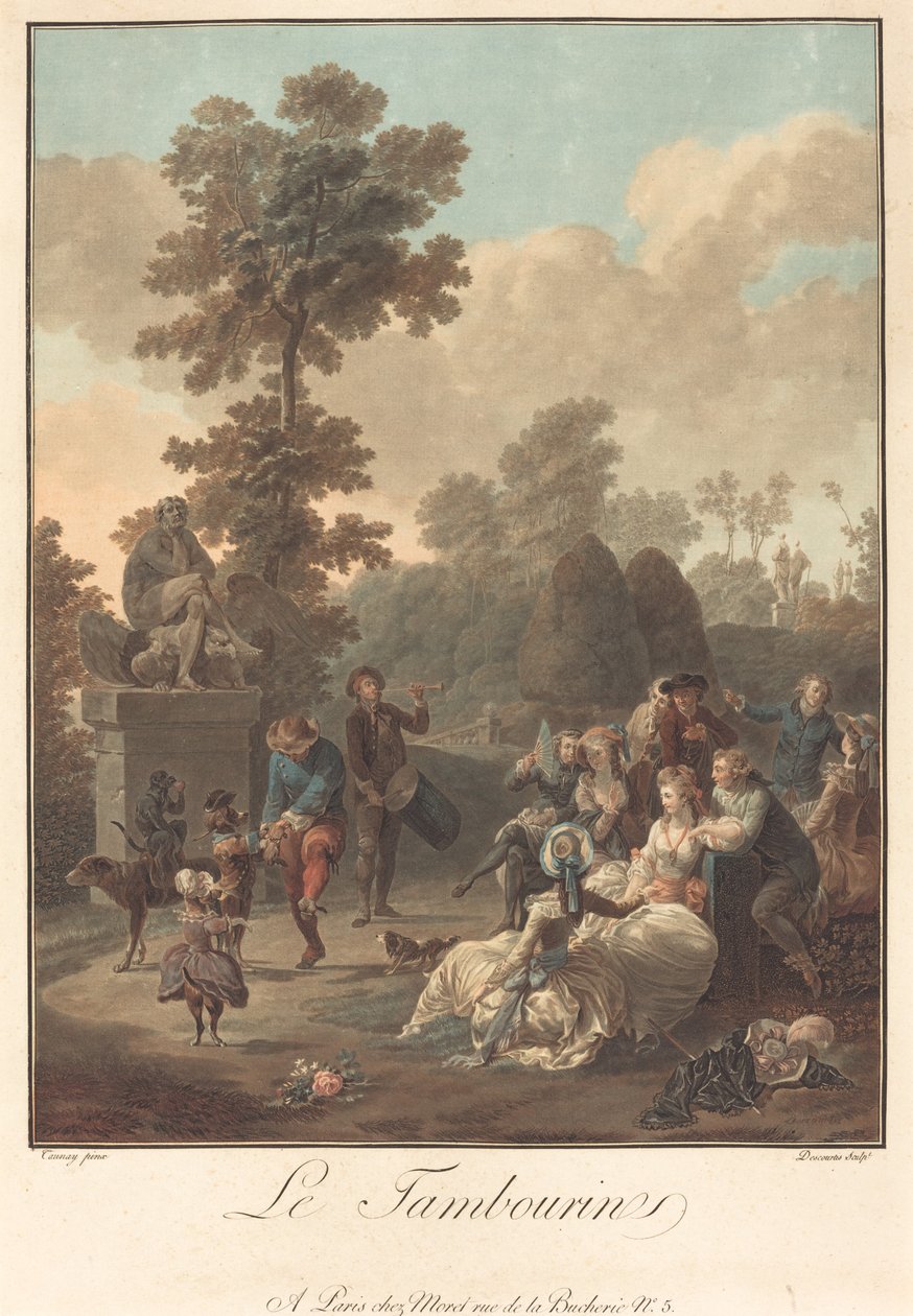 Tamburína od Charles Melchior Descourtis after Nicolas Antoine Taunay