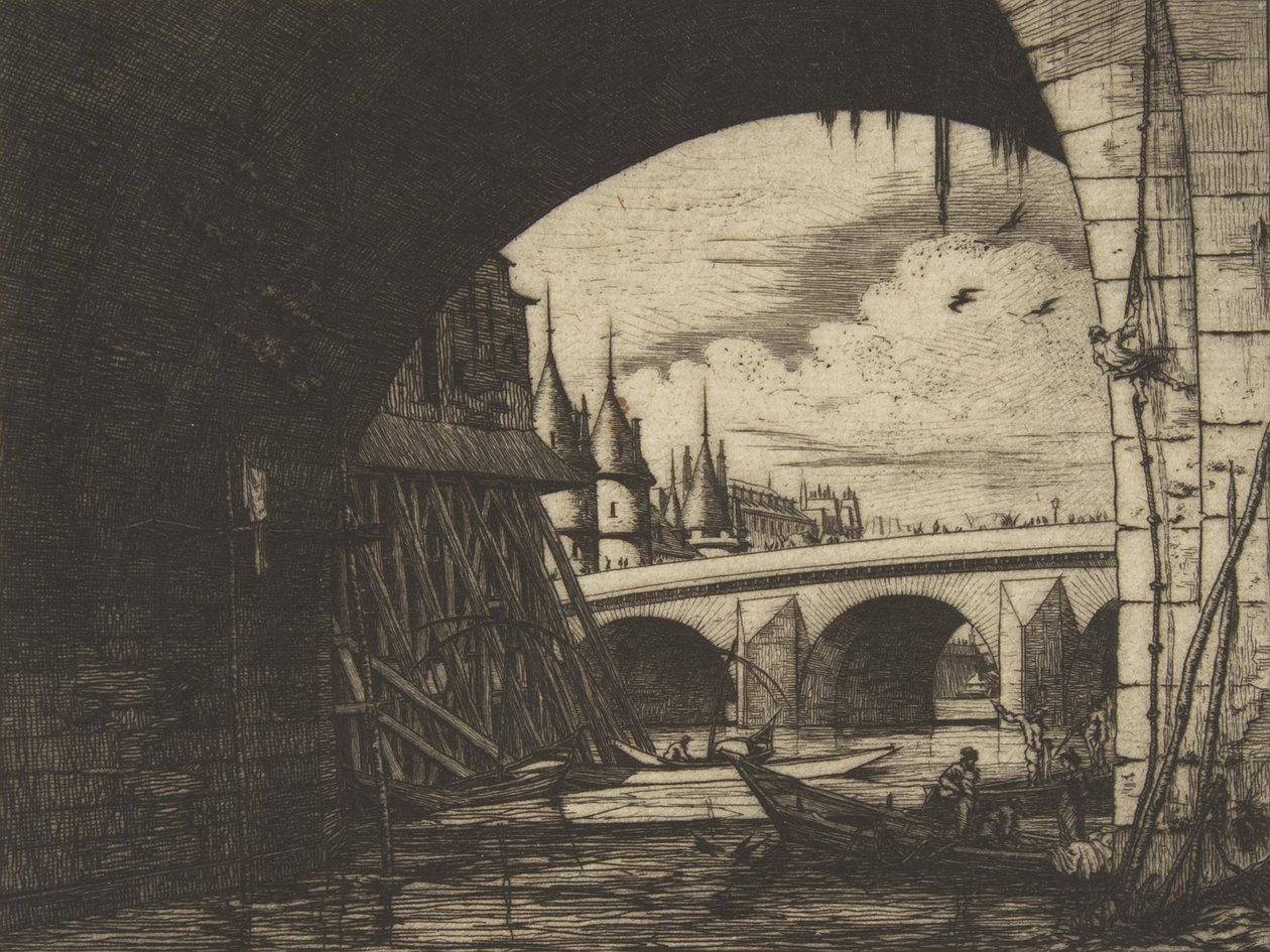 Archway, Pont Notre-Dame, Paříž, 1853. od Charles Meryon