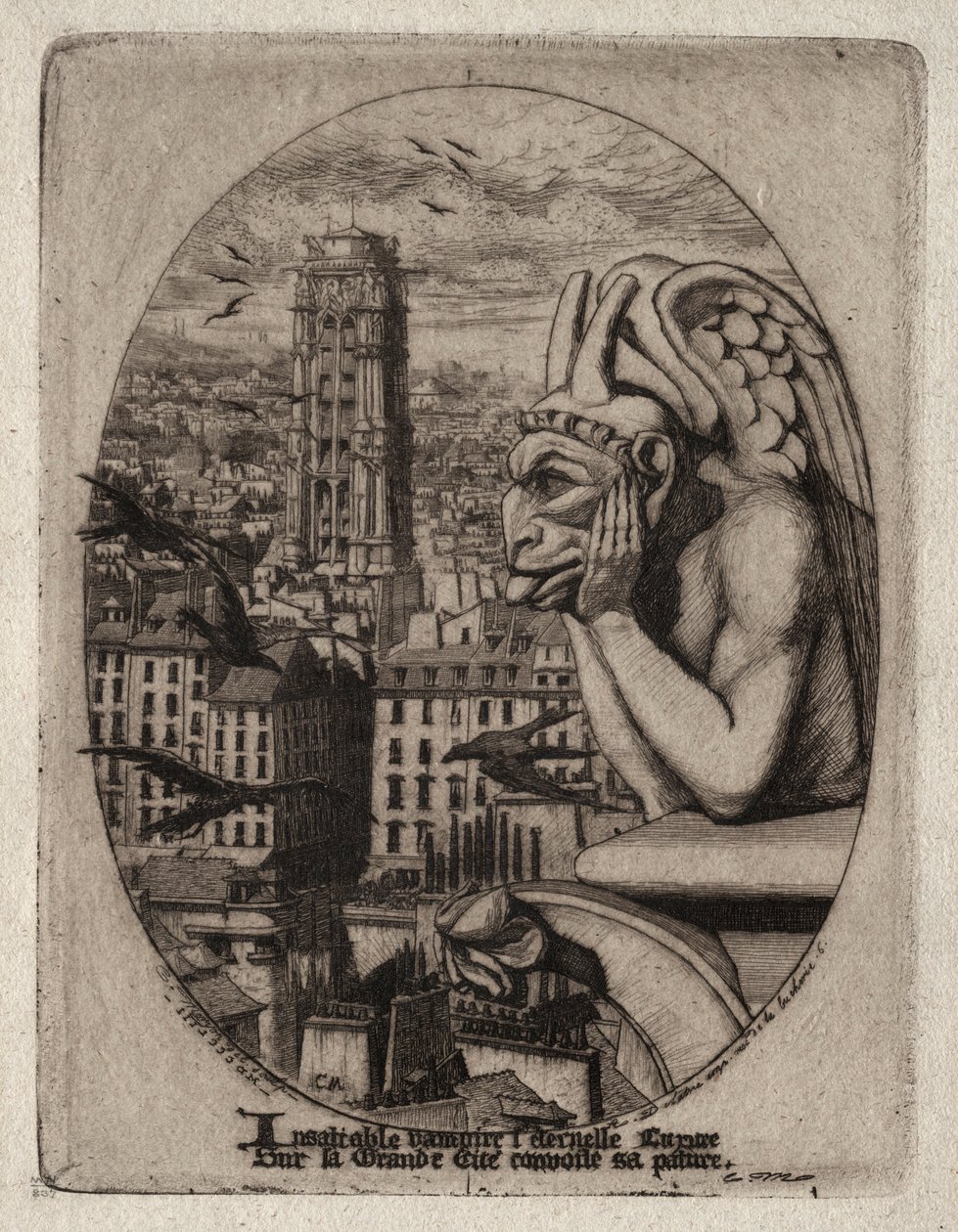 Etchings of Paris: The Gargoyle, 1853. od Charles Meryon