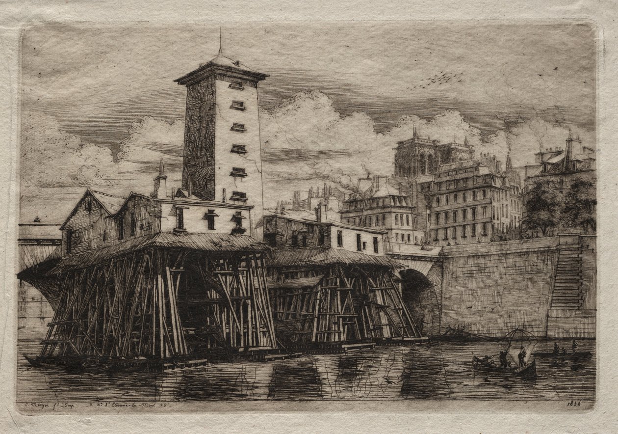 Lepty Paříže: Pumpa Notre Dame od Charles Meryon