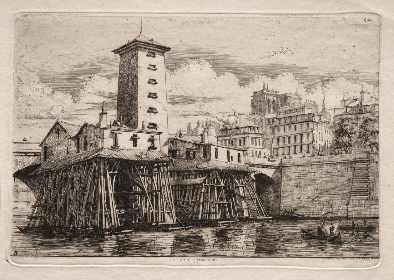 Lepty Paříže: Pumpa Notre Dame od Charles Meryon