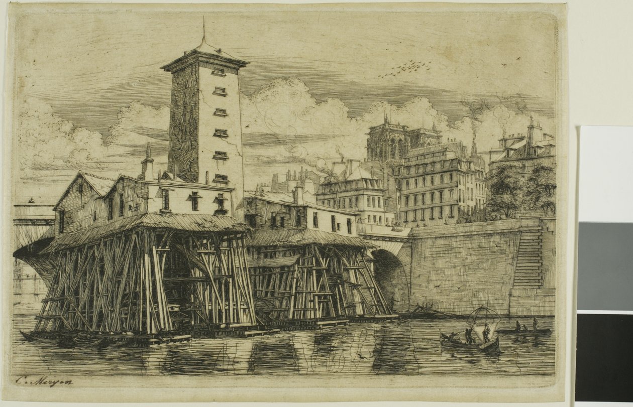 Notre-Dame Pump, Paříž od Charles Meryon