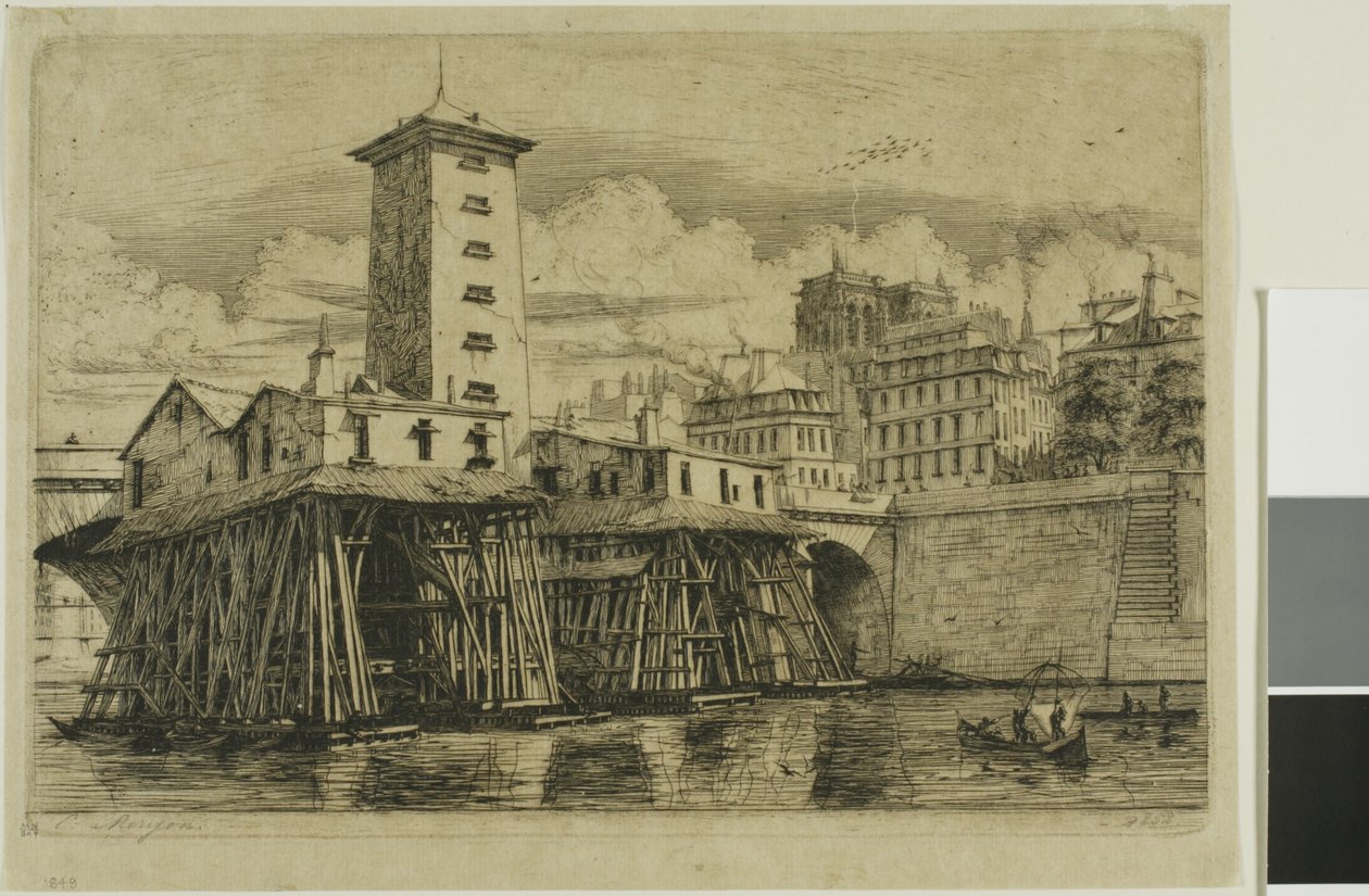 Notre-Dame Pump, Paříž od Charles Meryon