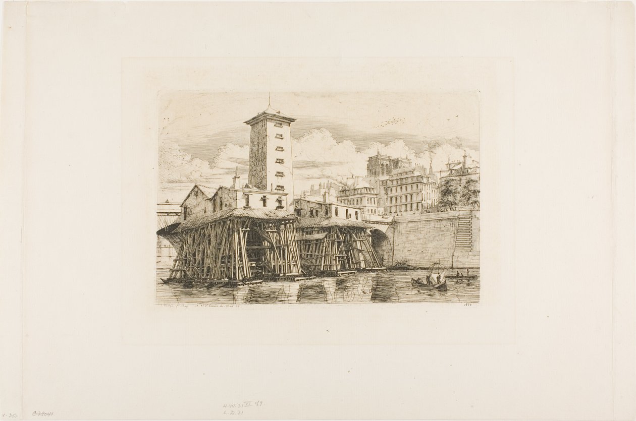Notre Dame Pump, Paříž od Charles Meryon