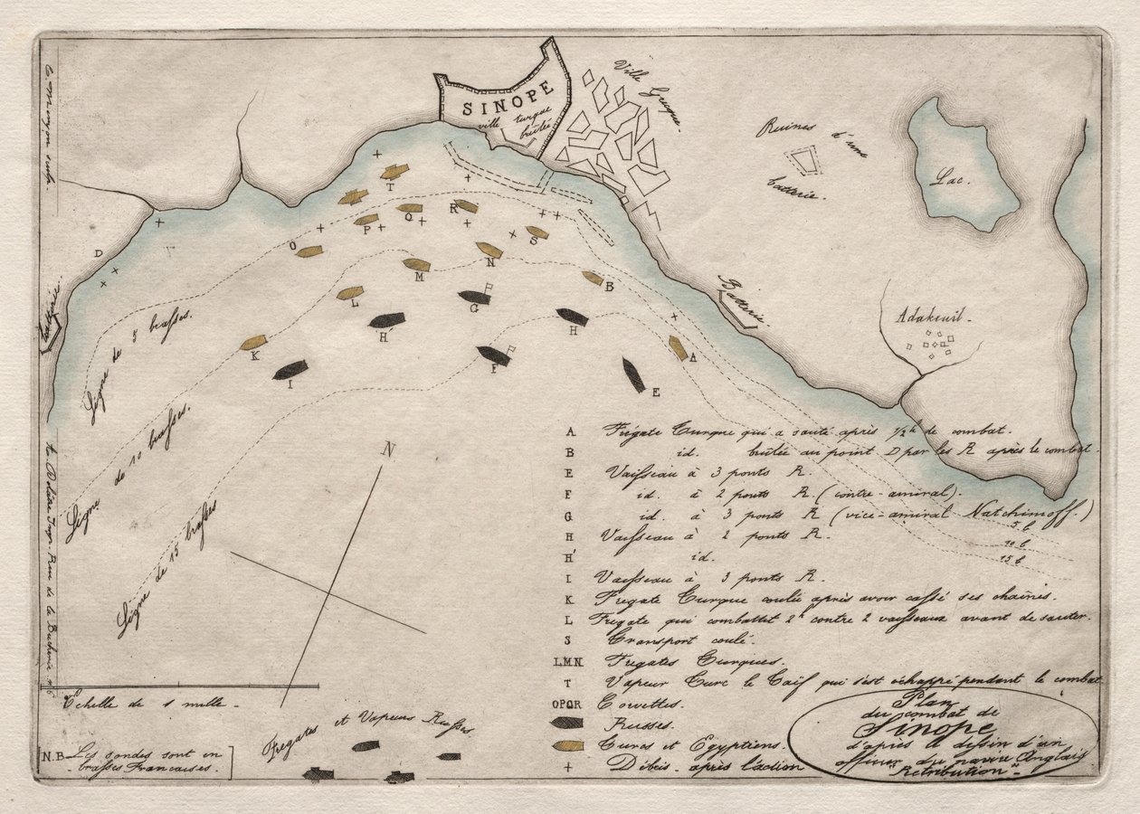 Mapa bitvy u Sinope, 1853. od Charles Meryon