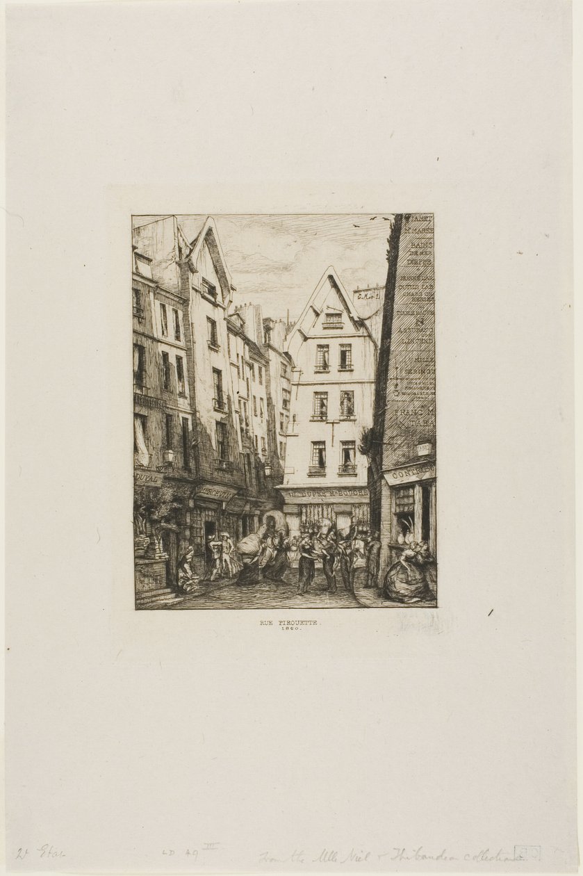 Rue Pirouette v Les Halles, Paříž od Charles Meryon