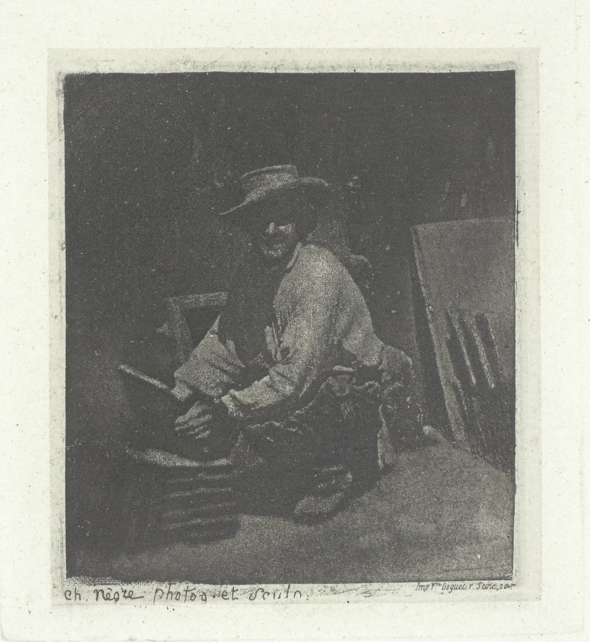 Kneeling Mason, únor-březen 1854, vytištěno 1982. od Charles Nègre