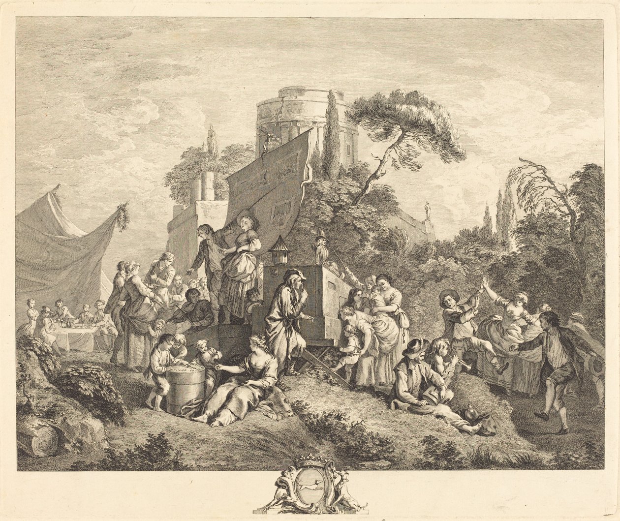 Vesnická pouť od Charles Nicolas Cochin I after François Boucher