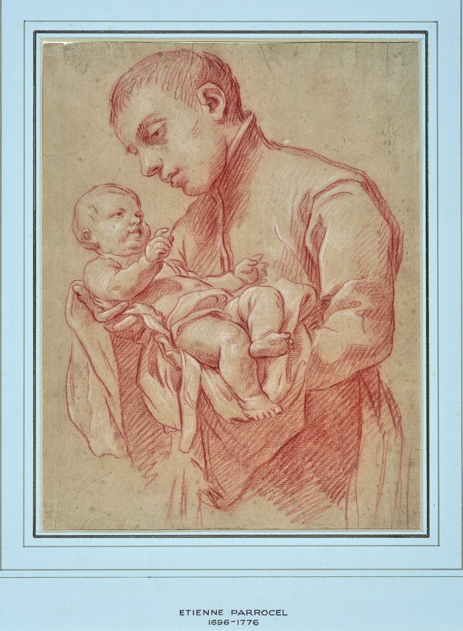 Mladí řeholníci drží dítě (kresba) od Charles Parrocel