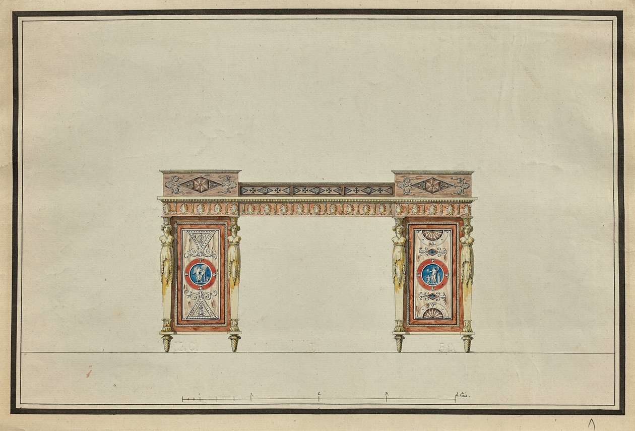 Design psacího stolu, c. 1800. od Charles Percier