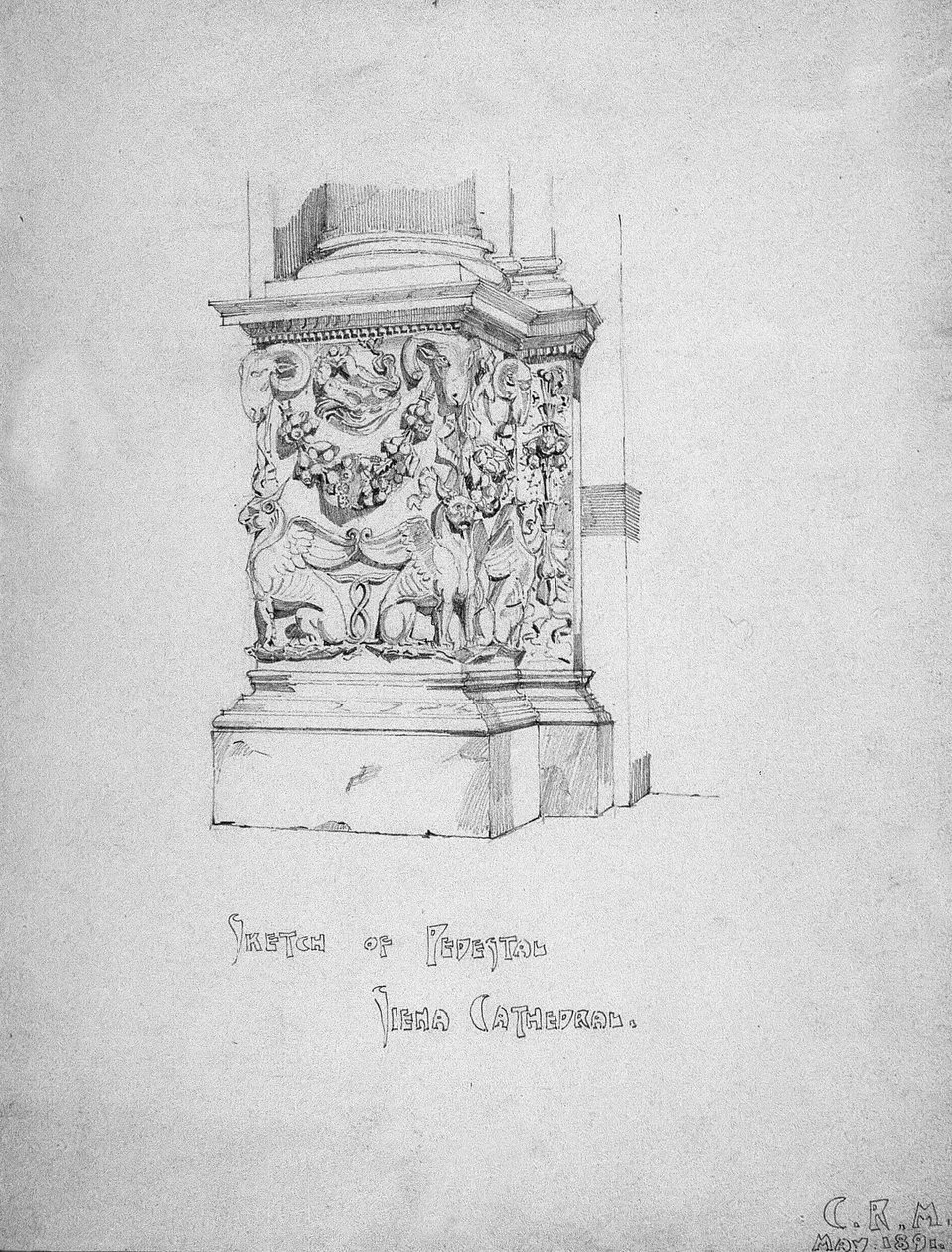 Náčrt podstavce, katedrála Siena, 1891 od Charles Rennie Mackintosh