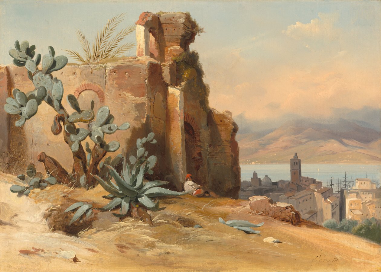 Starověké ruiny poblíž Messiny, Sicílie, 1842. od Charles Rémond