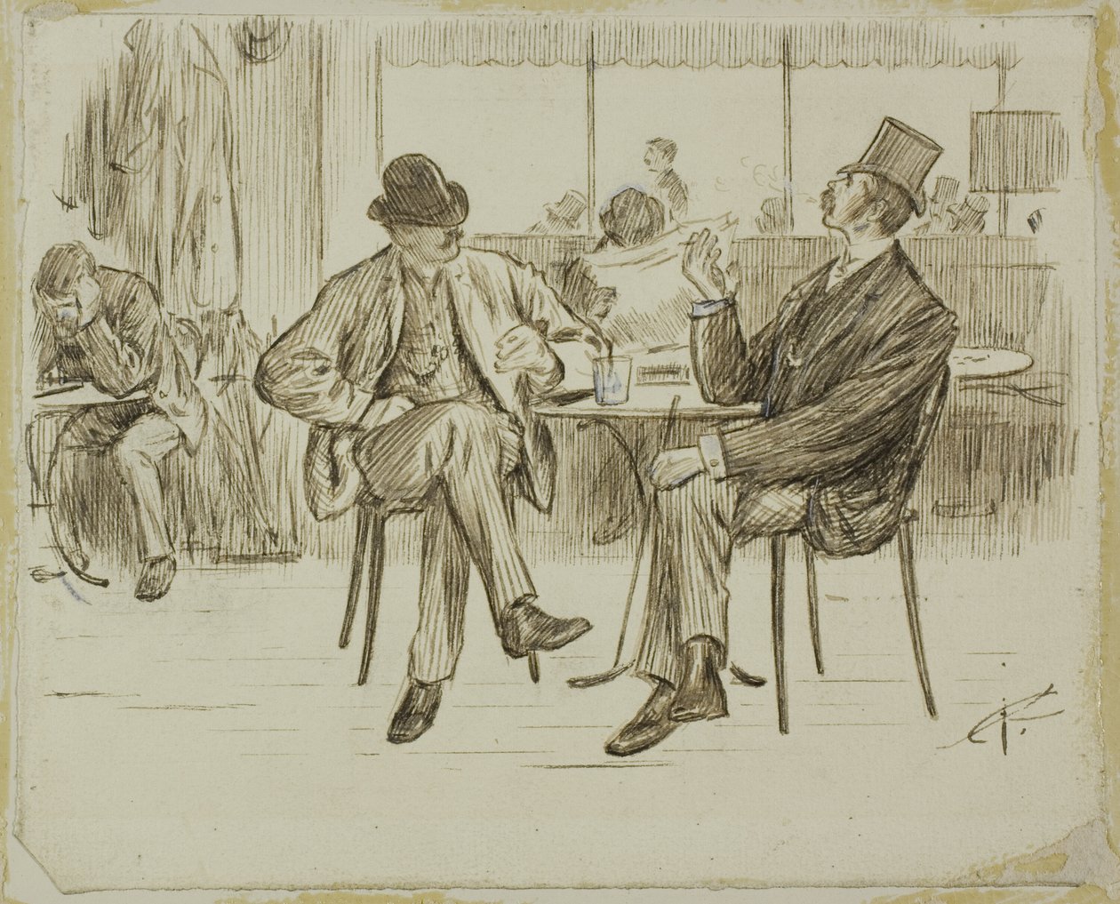 Kavárna scéna od Charles Samuel Keene