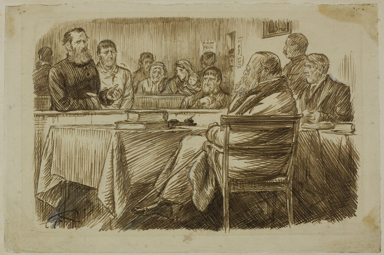 Soudní scéna od Charles Samuel Keene