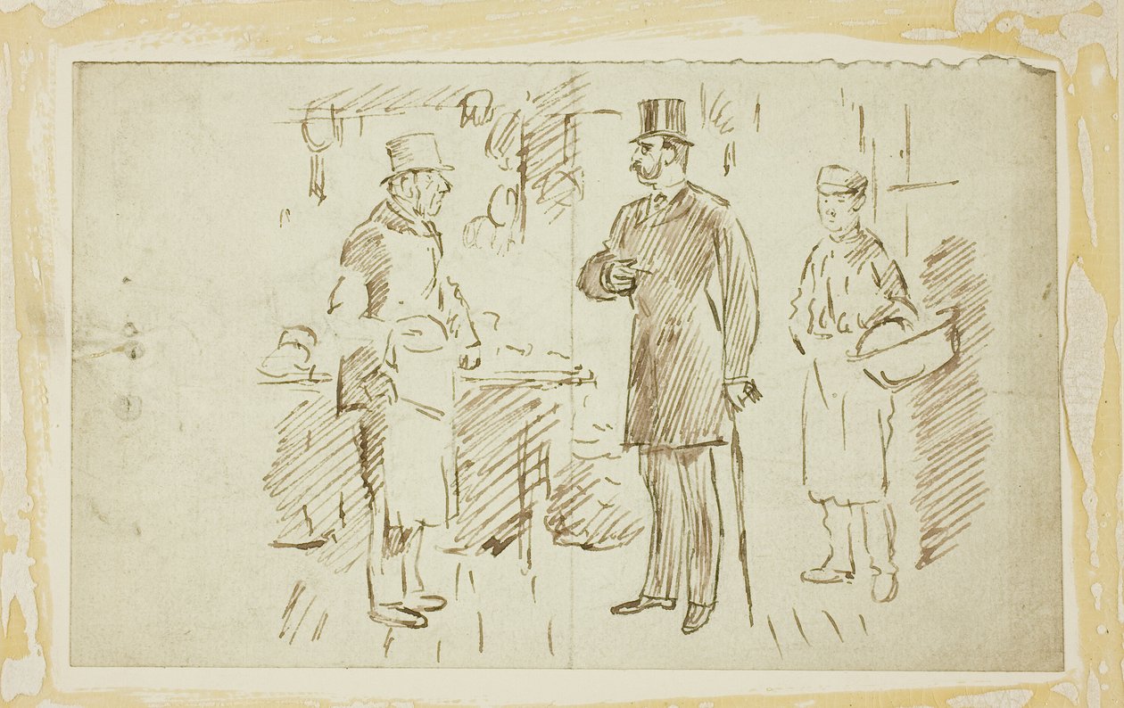 Gent in Tall Hat Addressing Butcher od Charles Samuel Keene