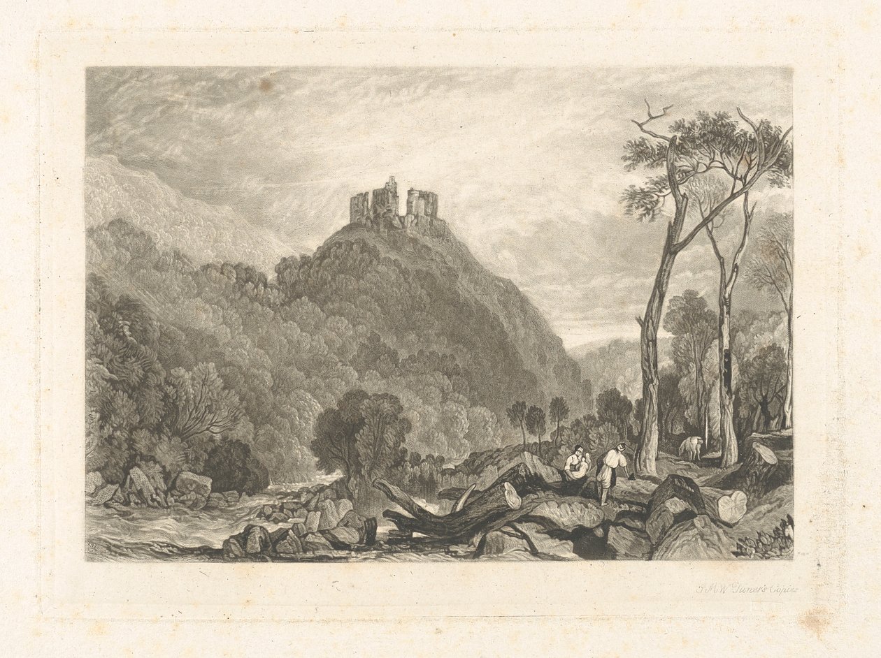 Hrad Okehampton, na řece Okement od Charles Turner