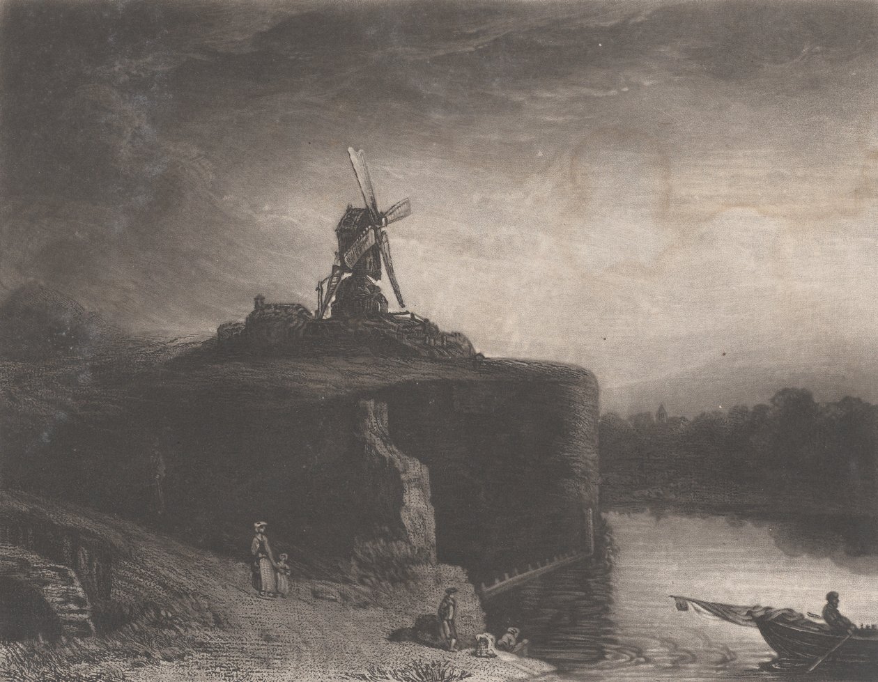 Rembrandtův mlýn, 1823. od Charles Turner