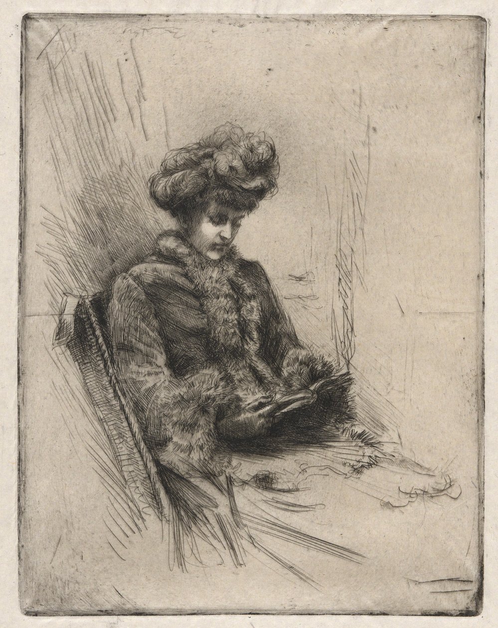 Sedící mladá žena, čtení od Charles Yardley Turner