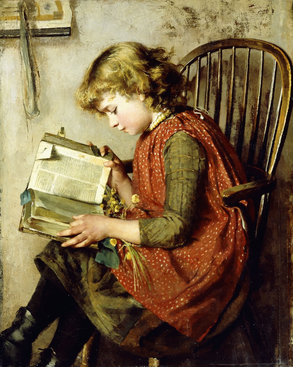 A Young Girl Reading, 1890 od Charlotte Weeks