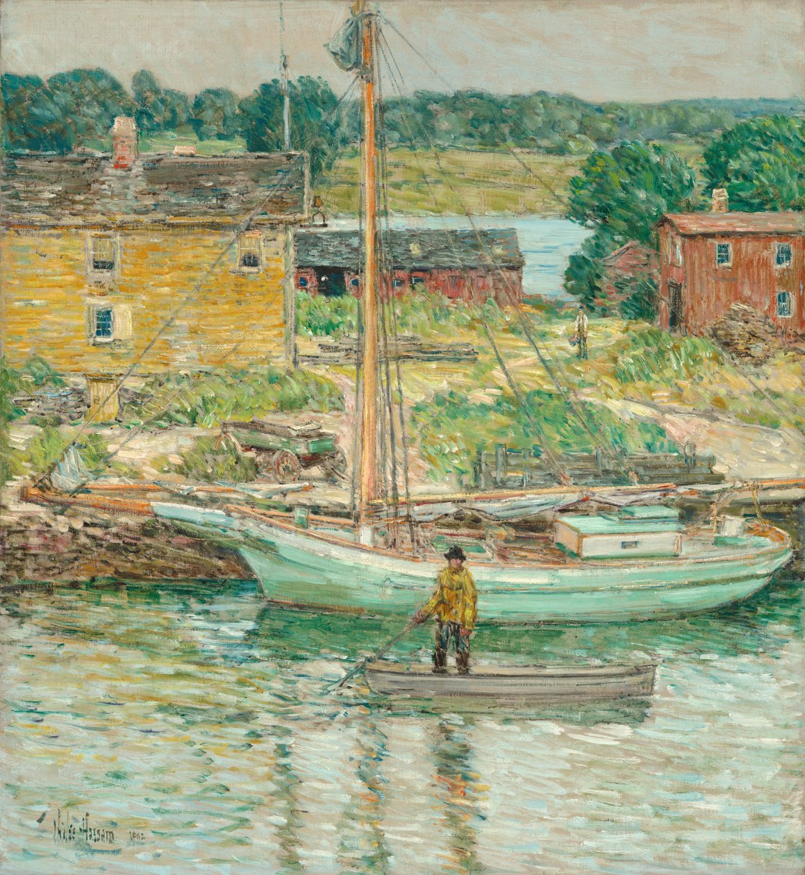 Oyster Sloop, Cos Cob od Childe Hassam