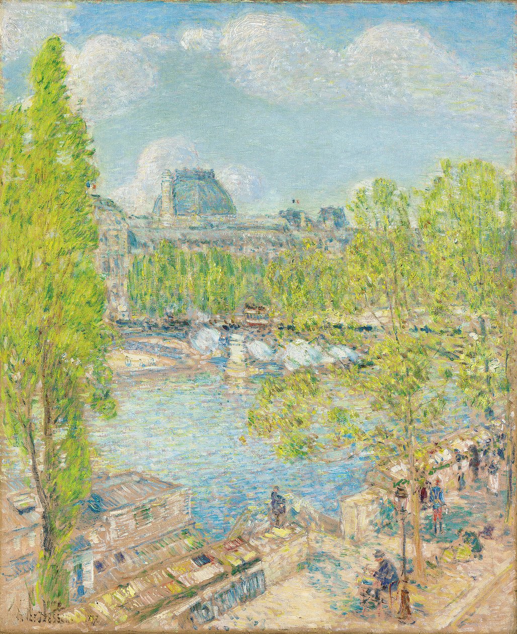 dubna, Quai Voltaire, Paříž od Childe Frederick Hassam