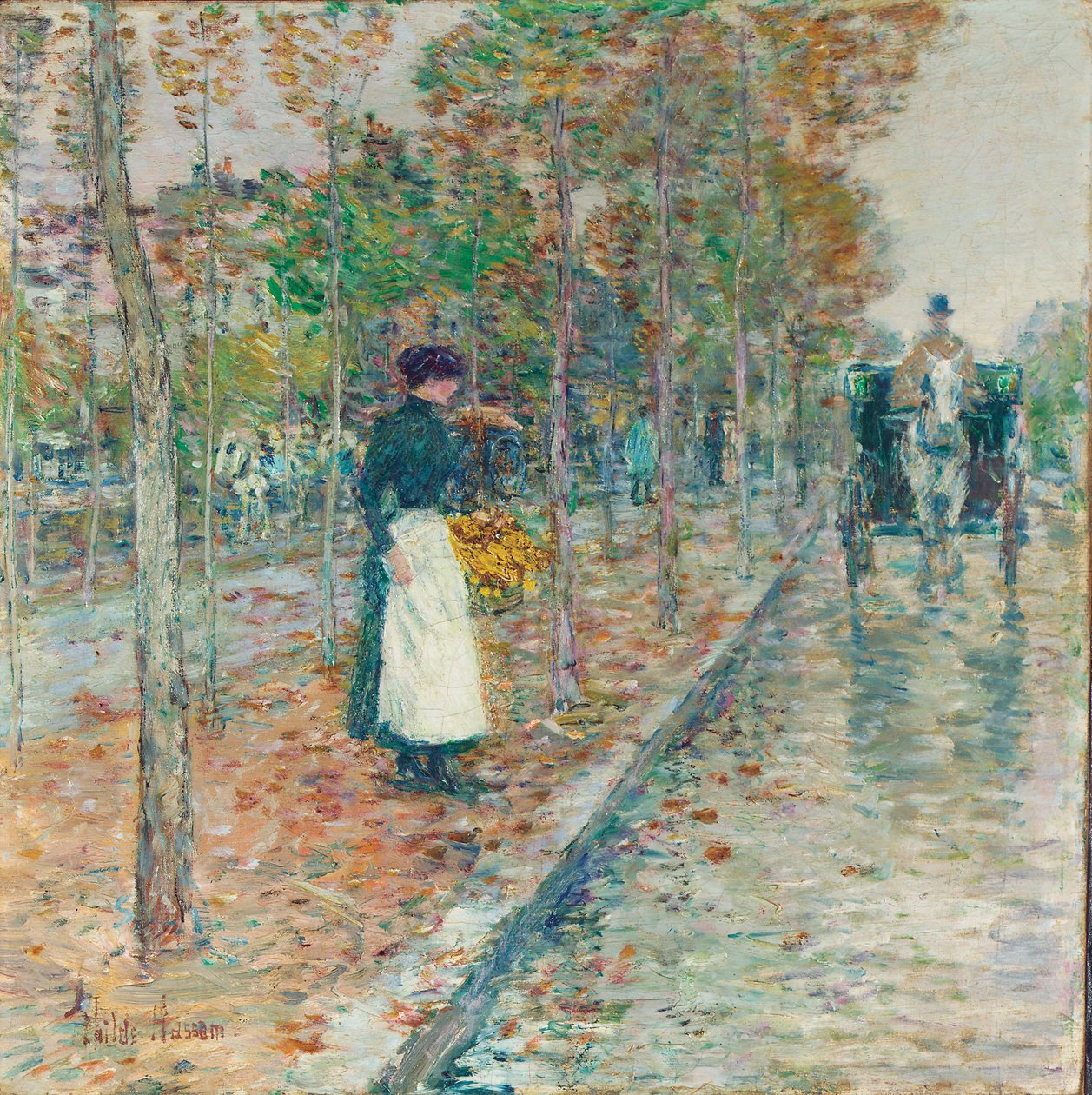 Autumn Boulevard, Paris (olej na plátně) od Childe Frederick Hassam