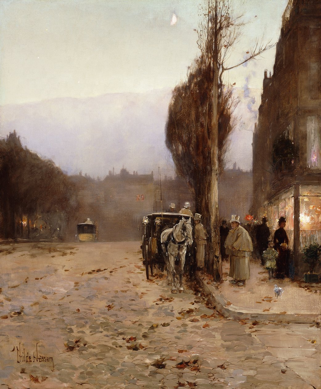 Paříž za soumraku od Childe Frederick Hassam
