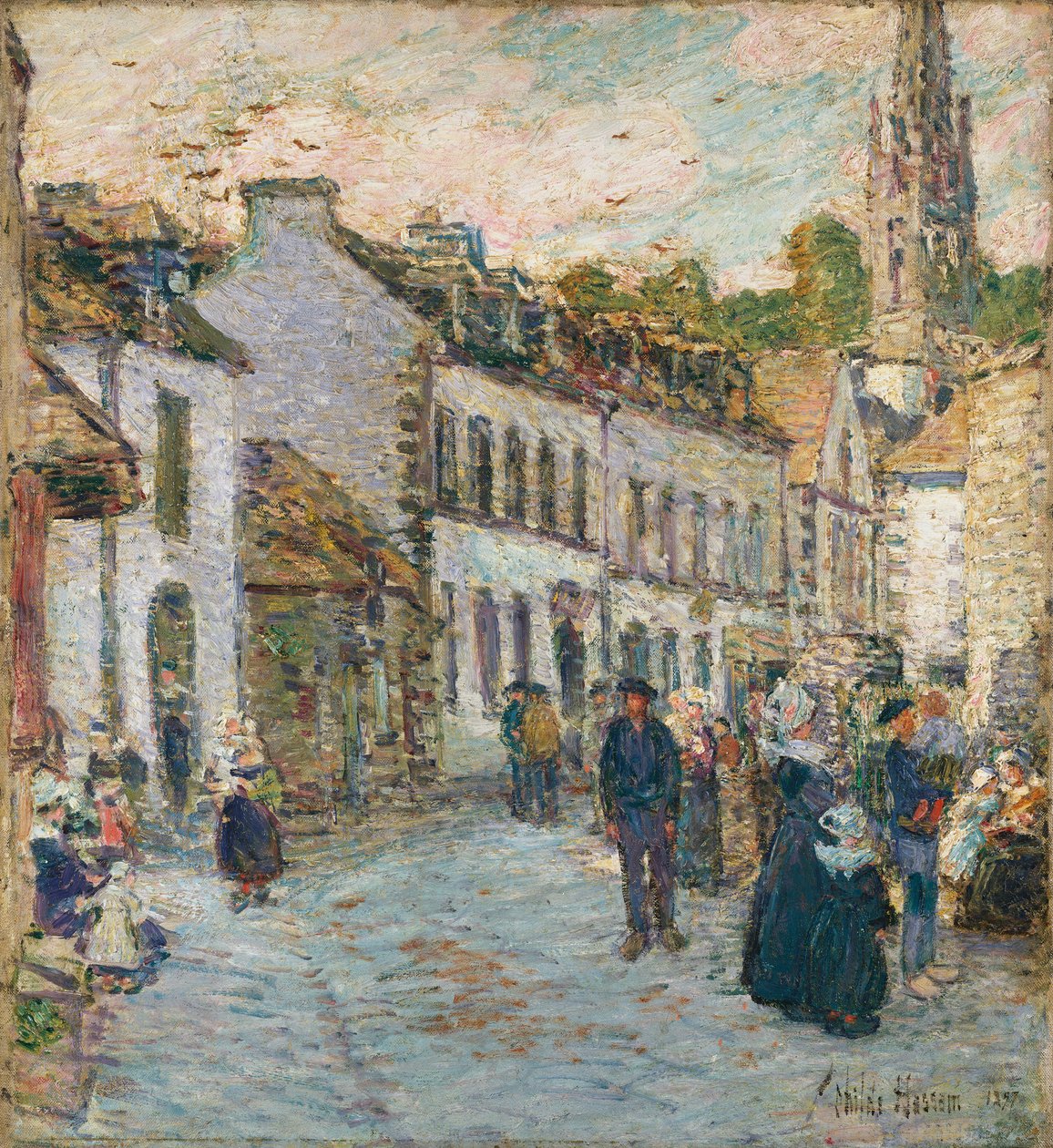 Ulice v Pont Aven - Večer od Childe Frederick Hassam