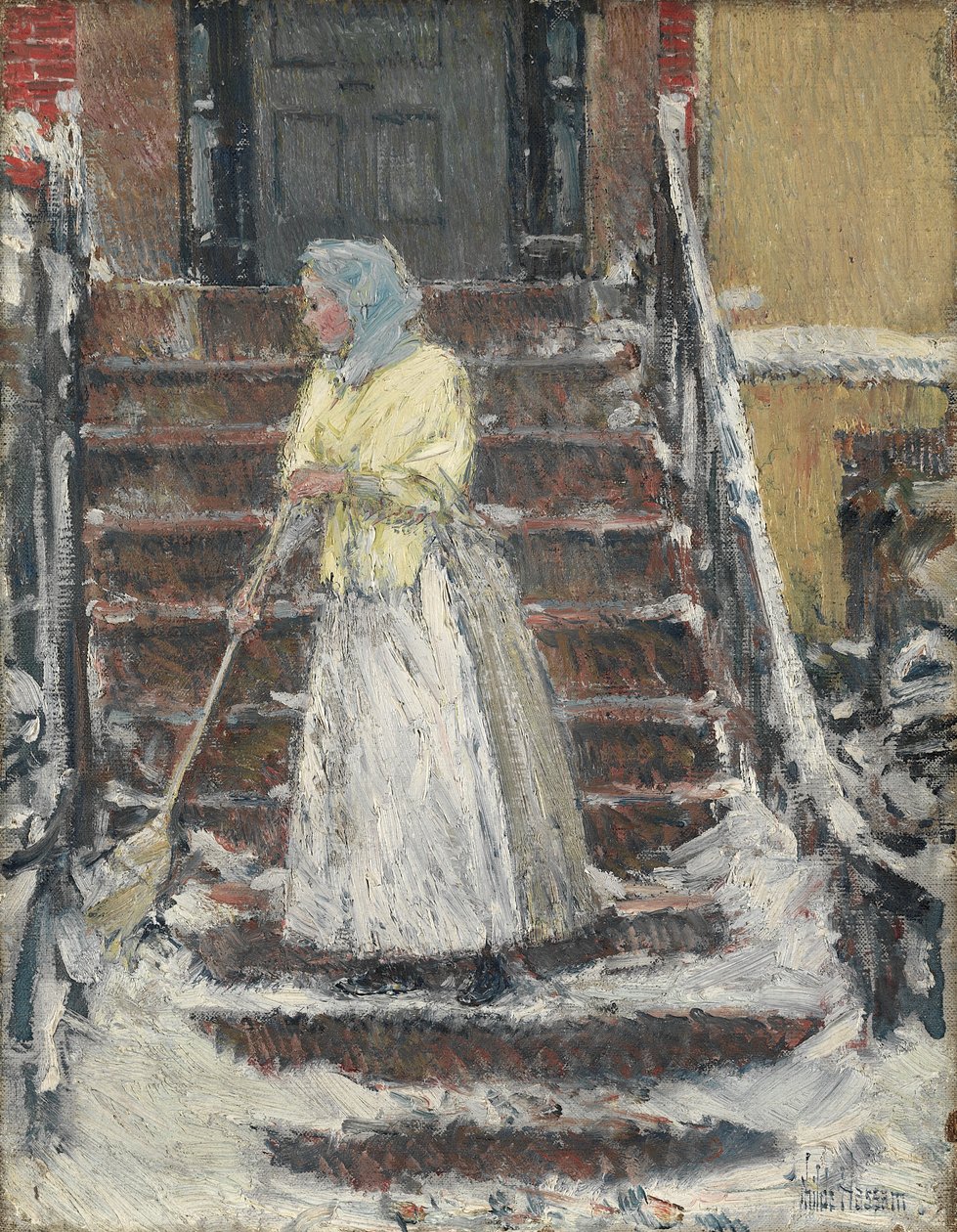 Zametání sněhu od Childe Frederick Hassam