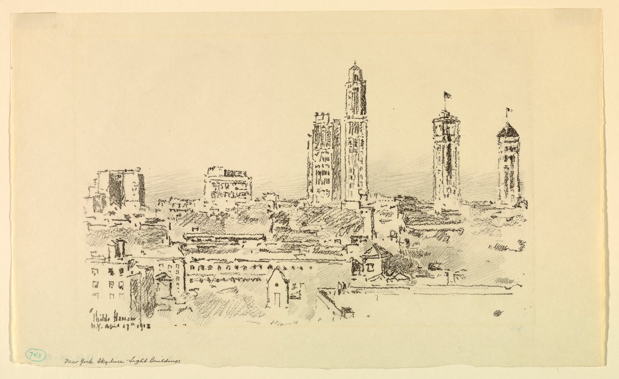 New York Skyline – Světelné budovy od Childe Hassam