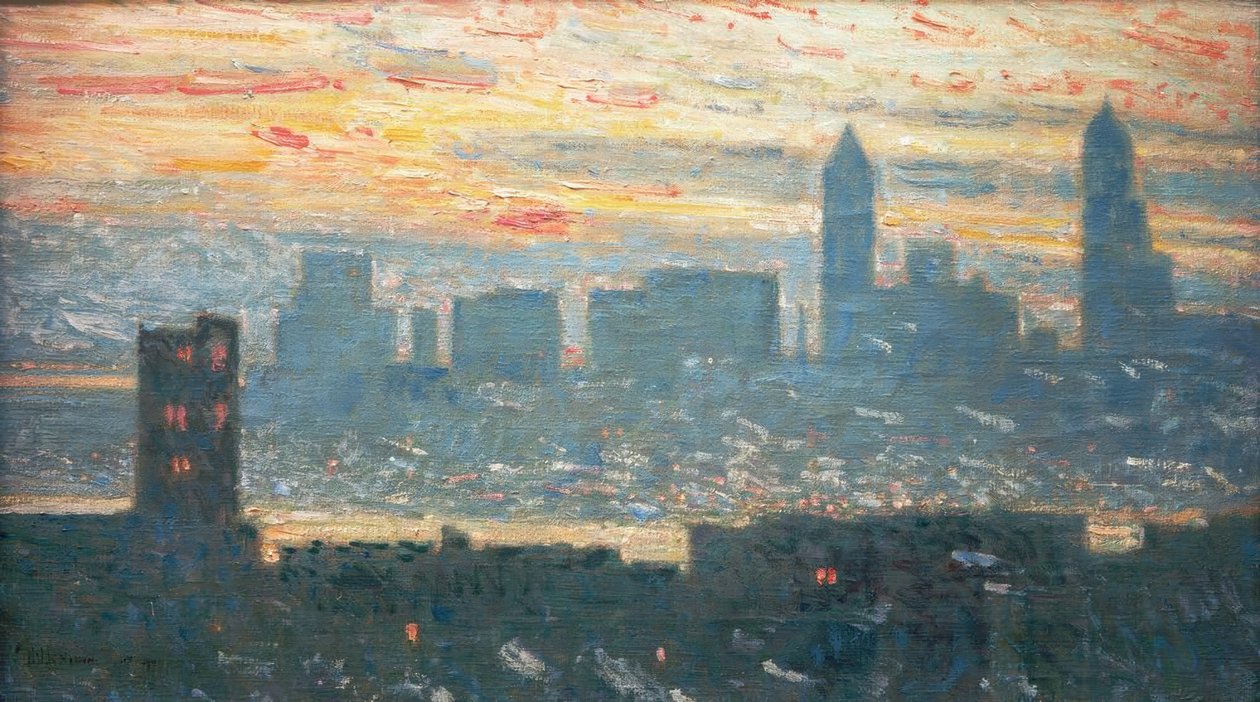 Západ slunce na Manhattanu od Childe Hassam