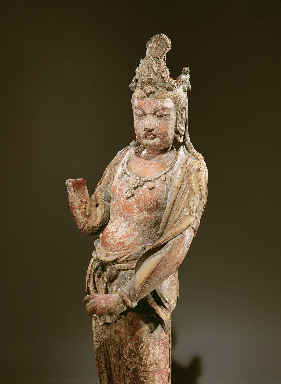 Stojící Kuan-jin, dynastie Jüan (1206-1368), 1282 (dřevo) (detail 394833) od Chinese School