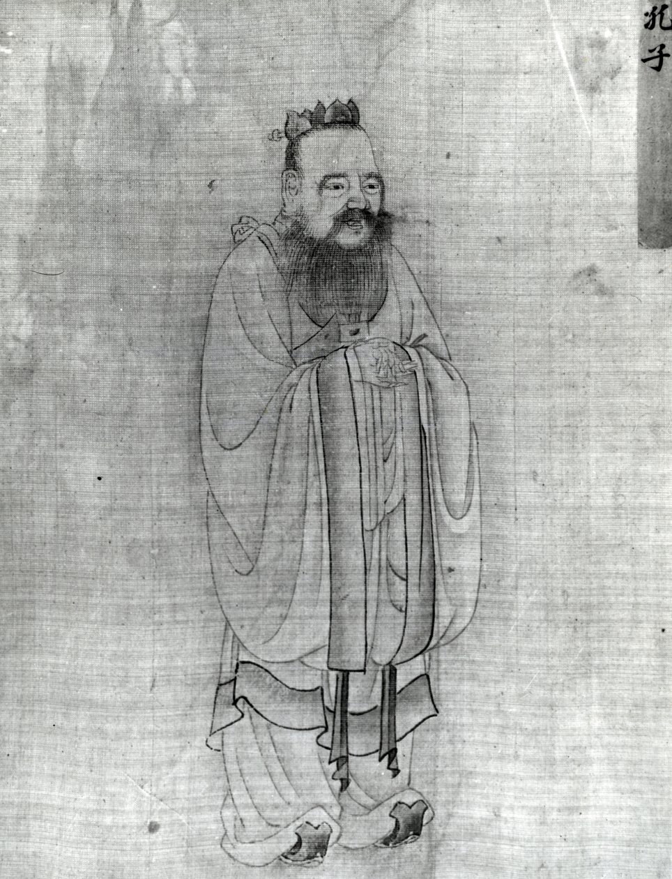 Konfucius (inkoust na papíře) od Chinese School