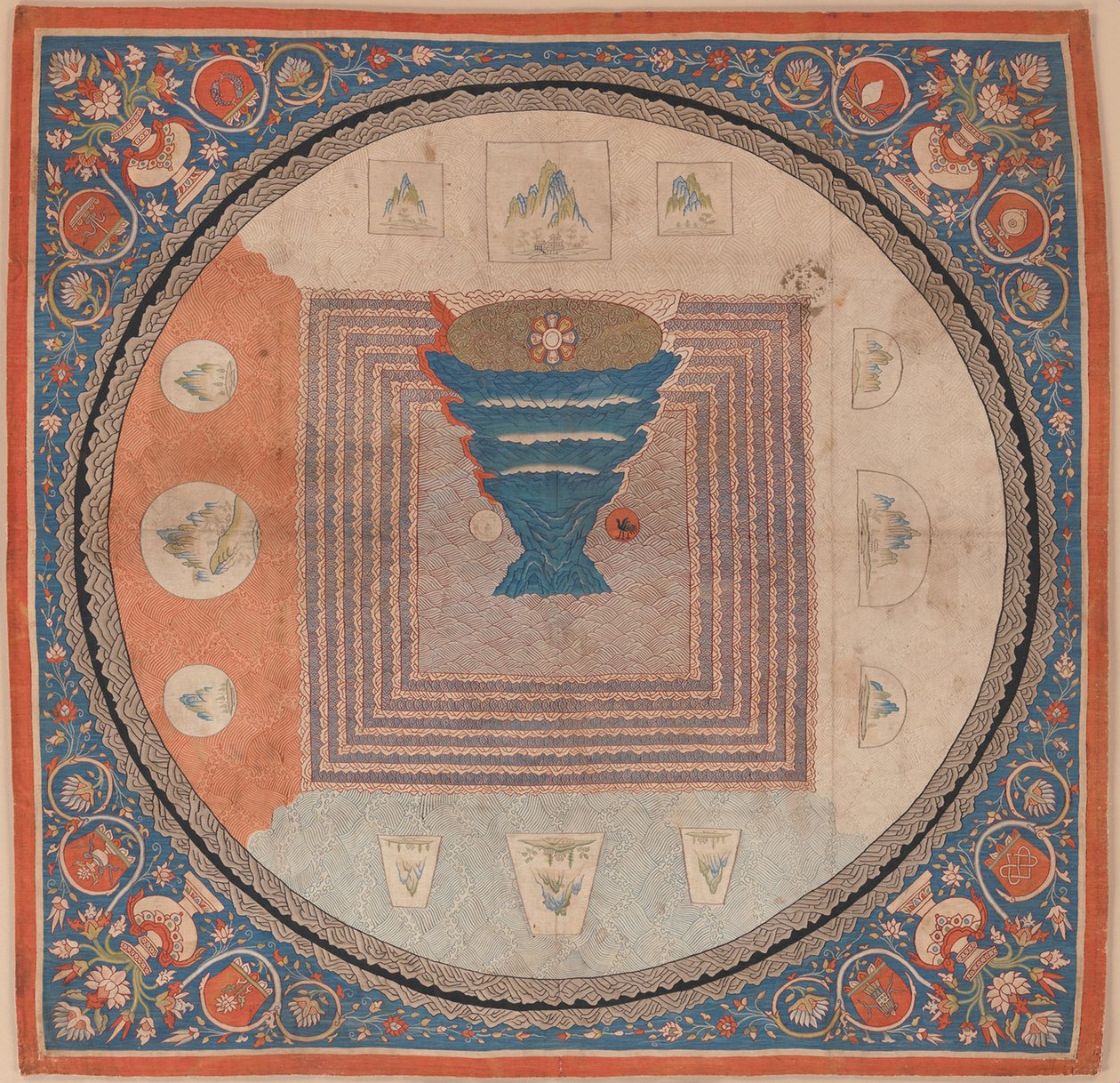 Kosmologická mandala s horou Meru od Chinese School