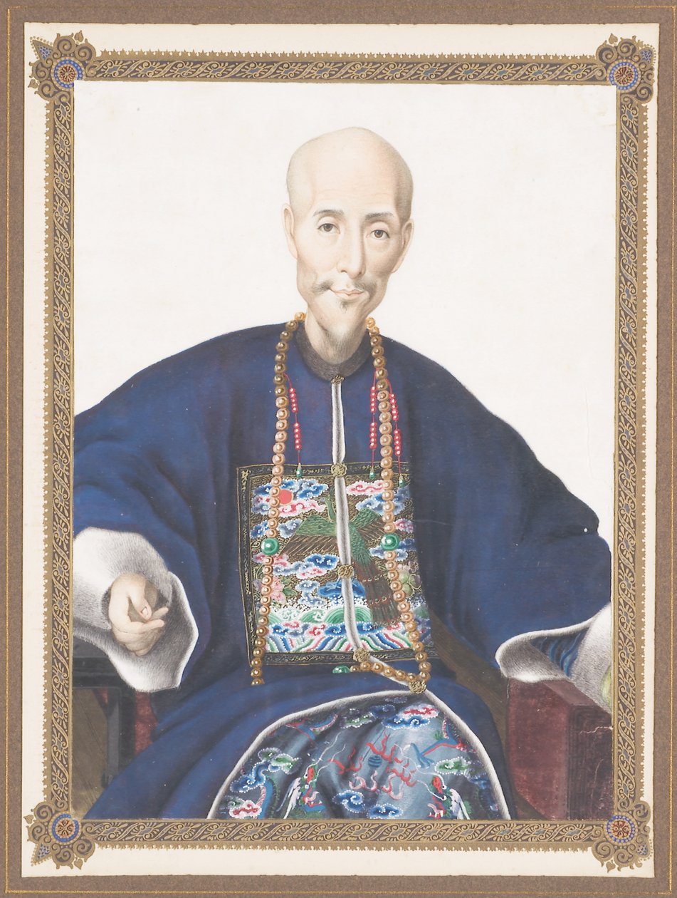 Zarámovaný portrét Howqua od Chinese School