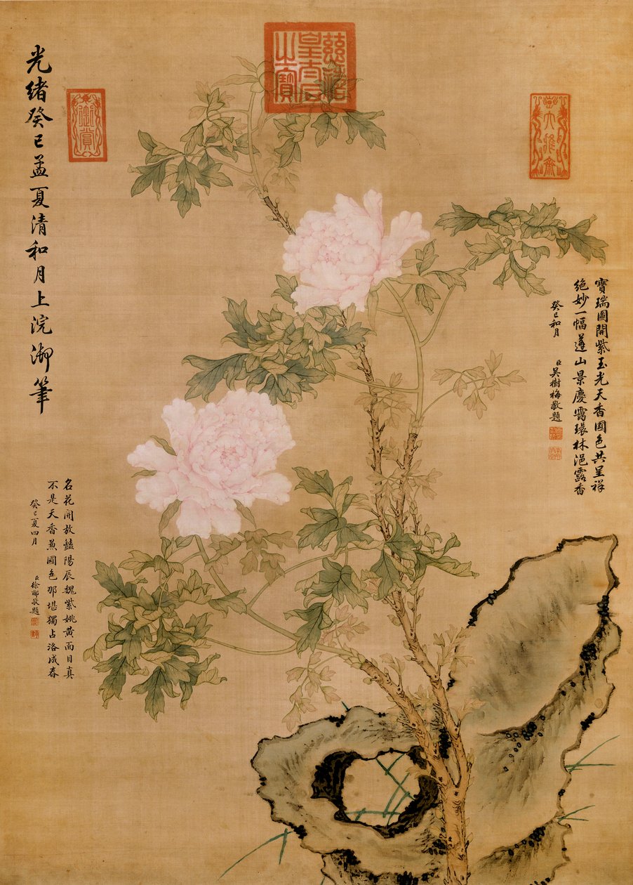 Pivoňky a skála, 1893 od Chinese School