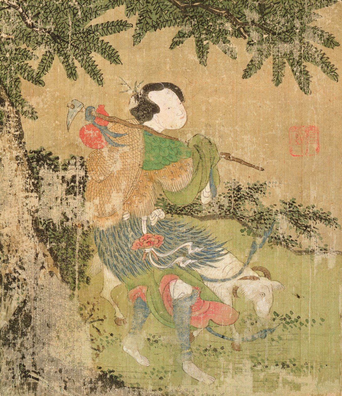 The Traveller, 1700 (wc na hedvábí) od Chinese School