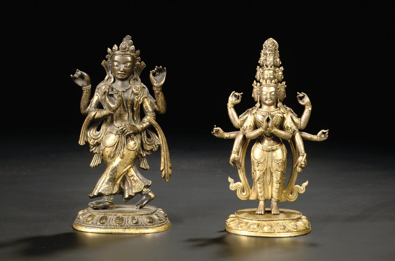 Tibetská čínská postava bódhisattvy od Chinese School