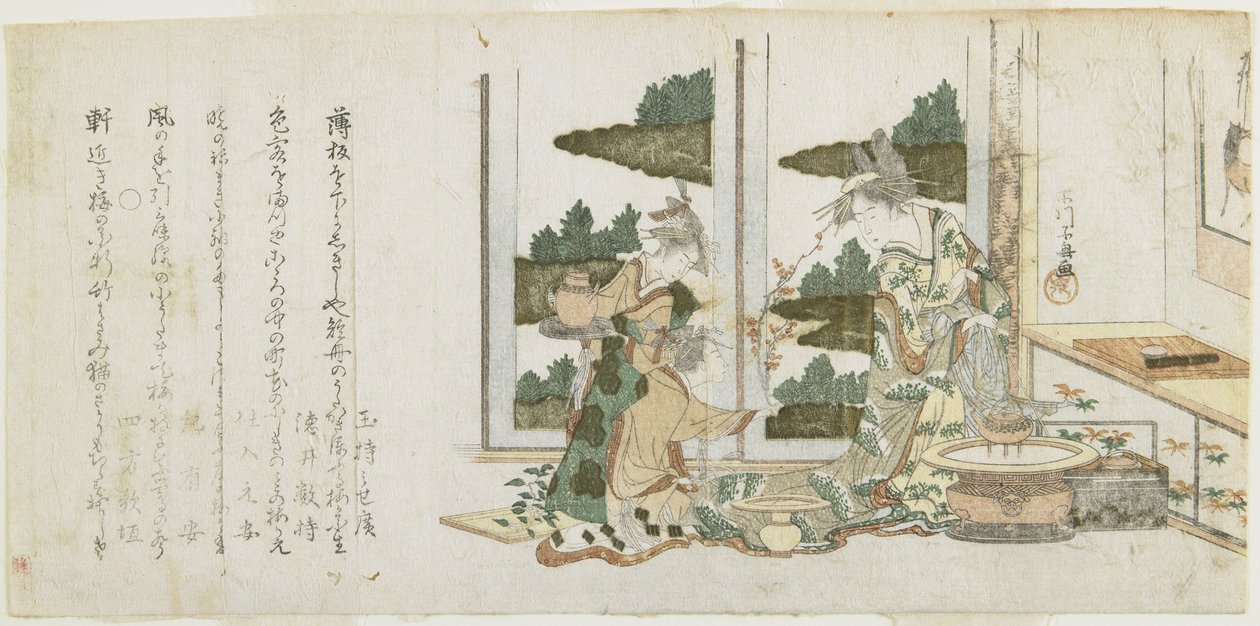 (Tři ženy aranžují květiny), c. 1806 od Choki Eishusai