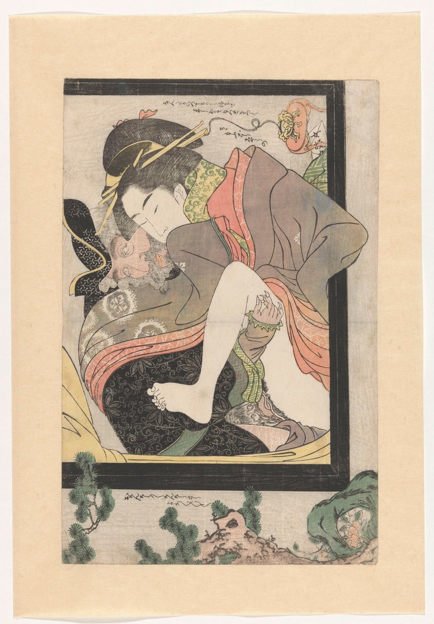 Holanďan s japonskou kurtizánou od Chokosai Eishô (attributed to)