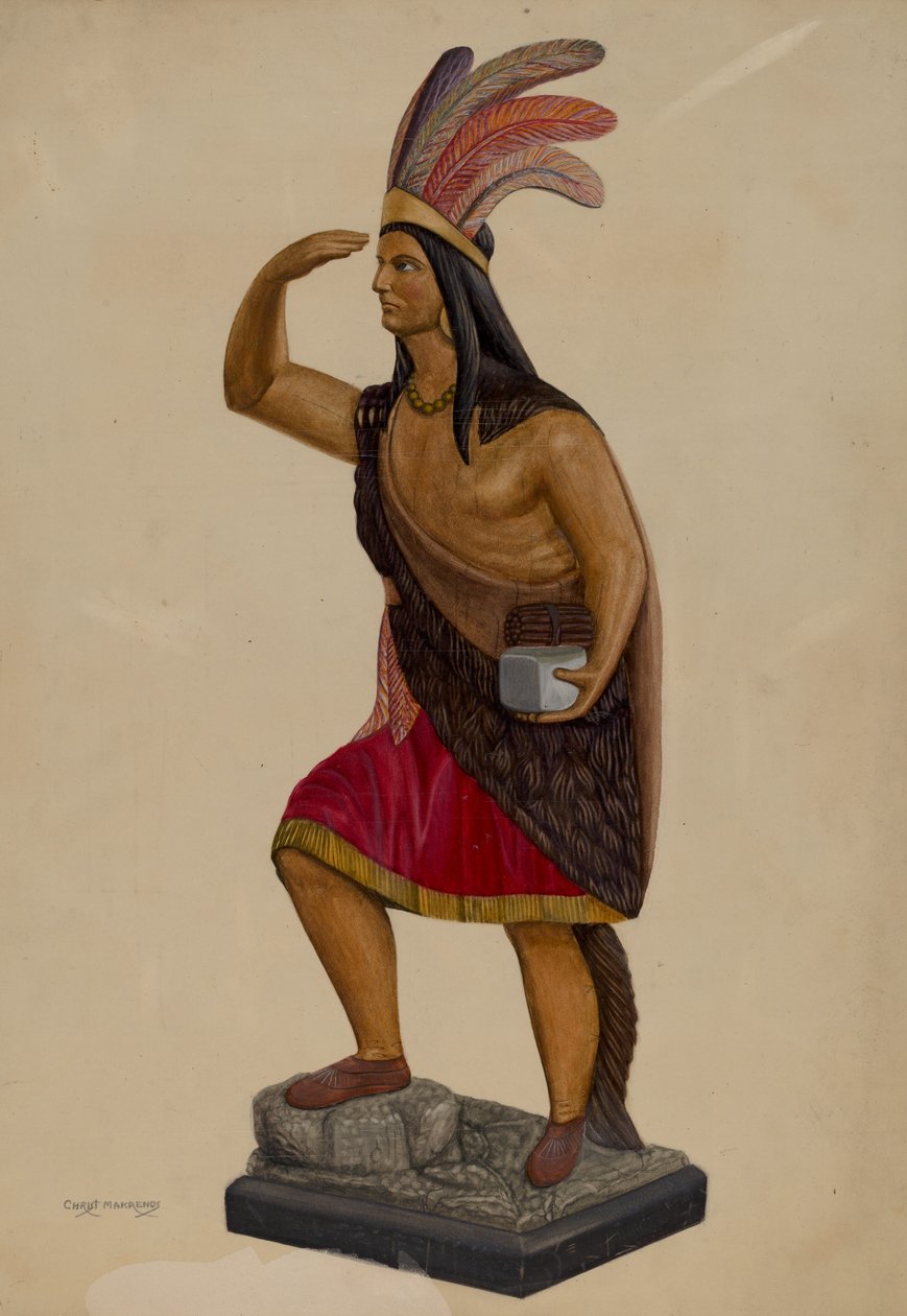 Cigar Store Indian, c. 1937. od Chris Makrenos