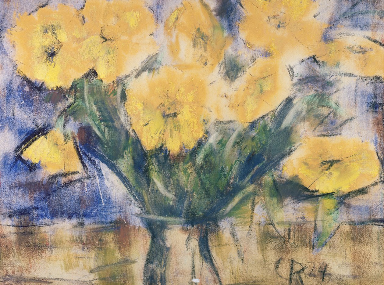 Žluté květy, 1924 (pastel na papíře) od Christian Rohlfs